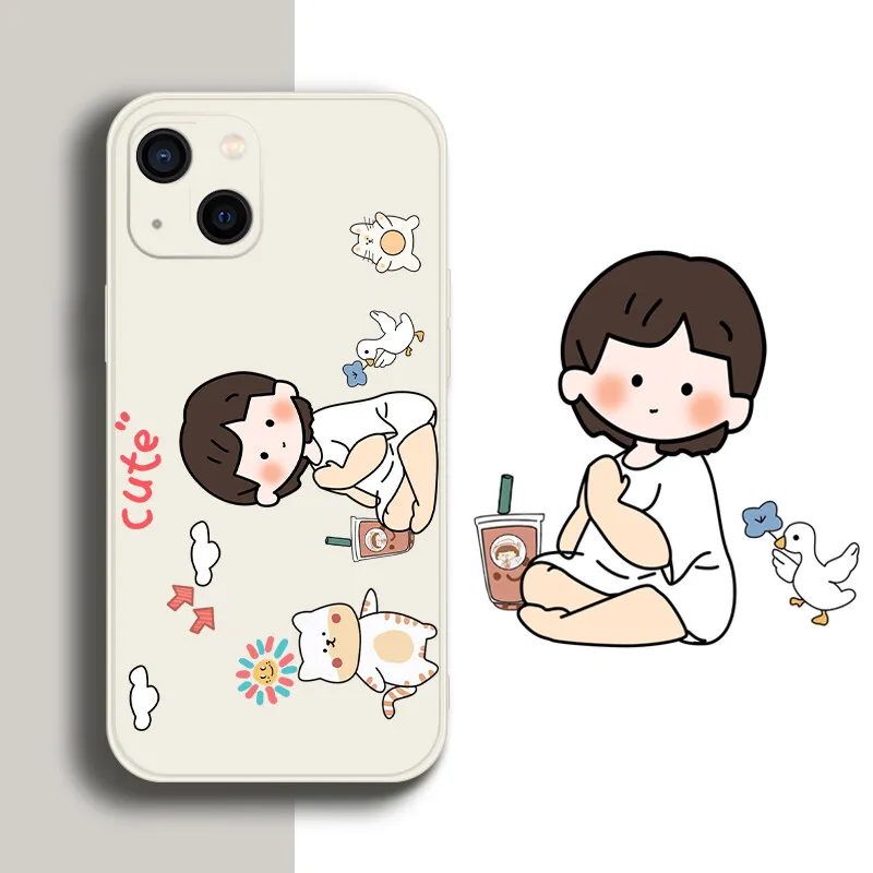

NOHON Liquid Silicone Casing For HUAWEI P50 PRO P40 PLUS P30 lite P20 P10 Straight Edge Fashion Frosted Cartoon Cute Case