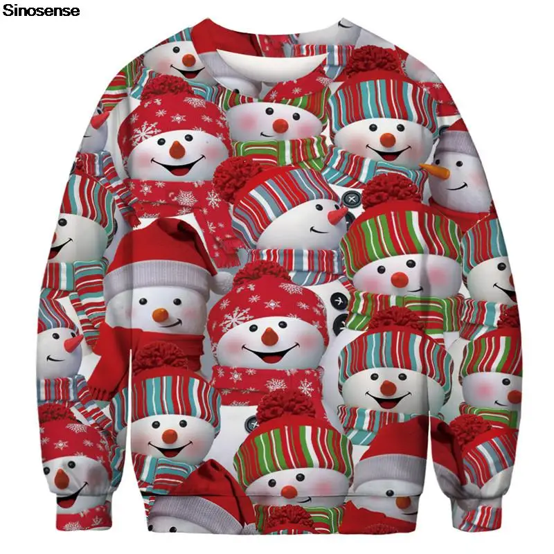 

Свитер для мужчин и женщин, пуловер с изображением снеговика, праздника на новый год, Осень-зима, липкий рождественский джемпер