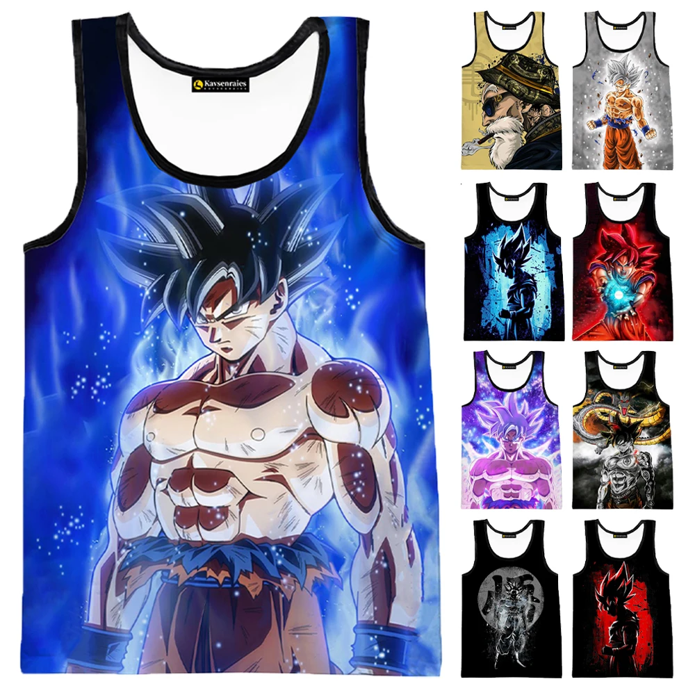 

Blue Flame Goku 3D Tank Tops Anime Harajuku Streetwear Cool Vest Sleeveless Men Women Summer Fashion Casual Beach Undershirt