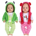 Кукольная одежда подходит для 43 см zapf, костюм с милым лягушкой и попугаем, наряды для кукол 18 дюймов, аксессуары для кукол новорожденных, Одежда для кукол американской девочки