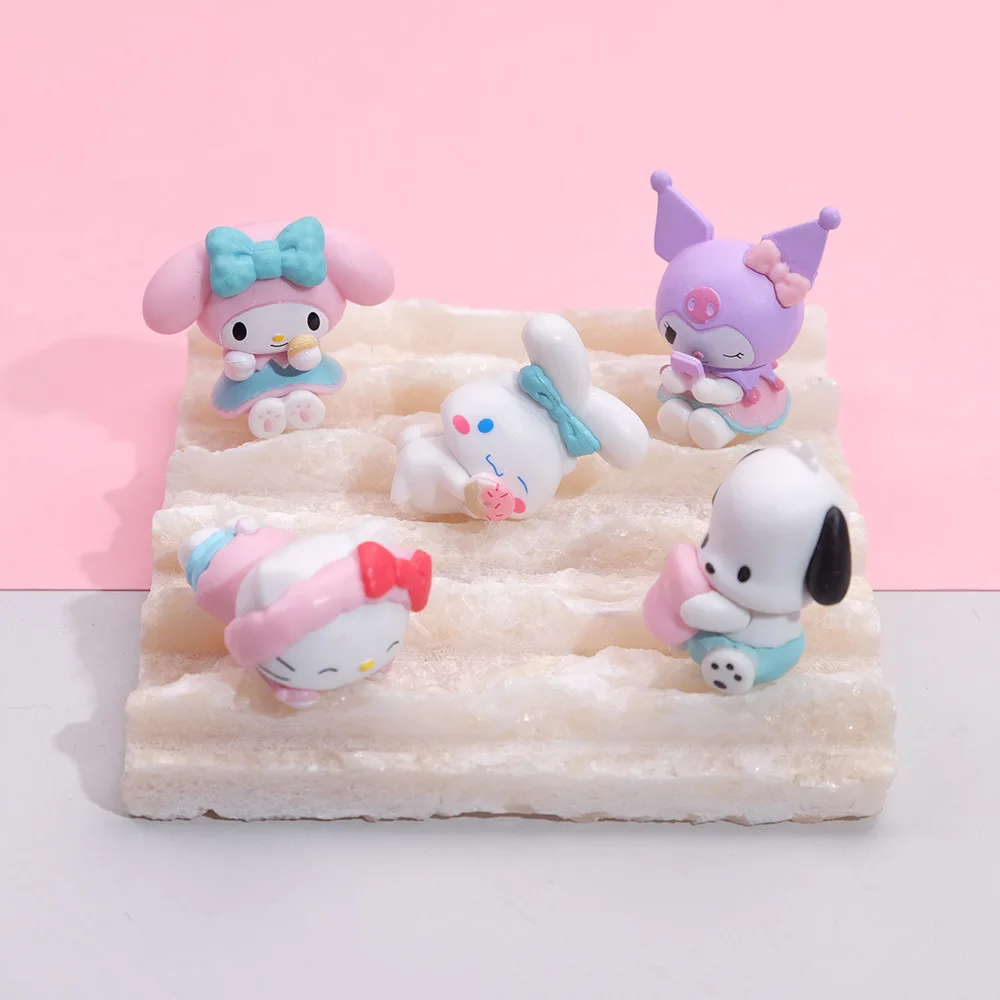 

5 шт./компл. кукла Sanrio фигурен кавайная мини 3 см мультяшная Hello Kitty Kuromi Мелодия украшение торта модель настольная игрушка автомобиль украшения