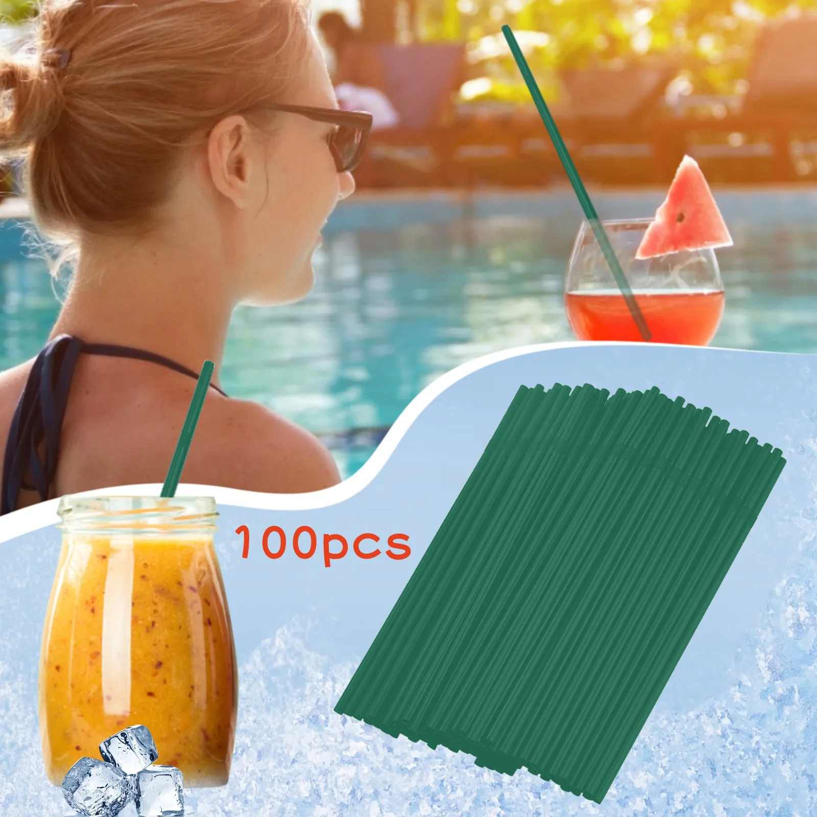 

100PCS Disposable Plastic Straw Flexible Straw For Banquet Bar Drinks Disposable Straws 10 Inch Small Straws Kids Disposable