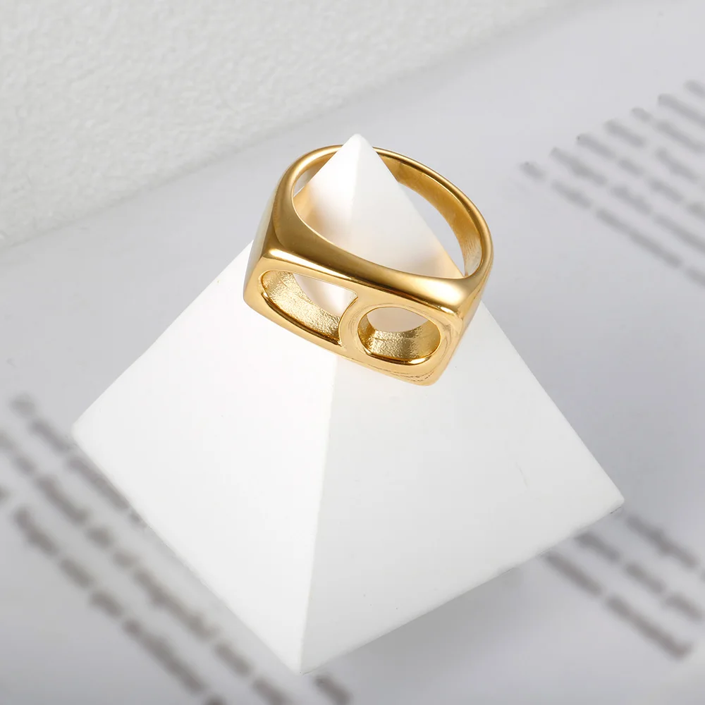 Необычное два геометрических полых колец из нержавеющей стали