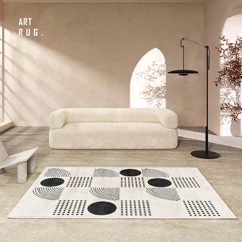 

Nordic Modern Black White Art Abstract Living Room Carpet Bedroom Large Area Decorative Rugs Hotel Promenade Non-slip Floor Mat