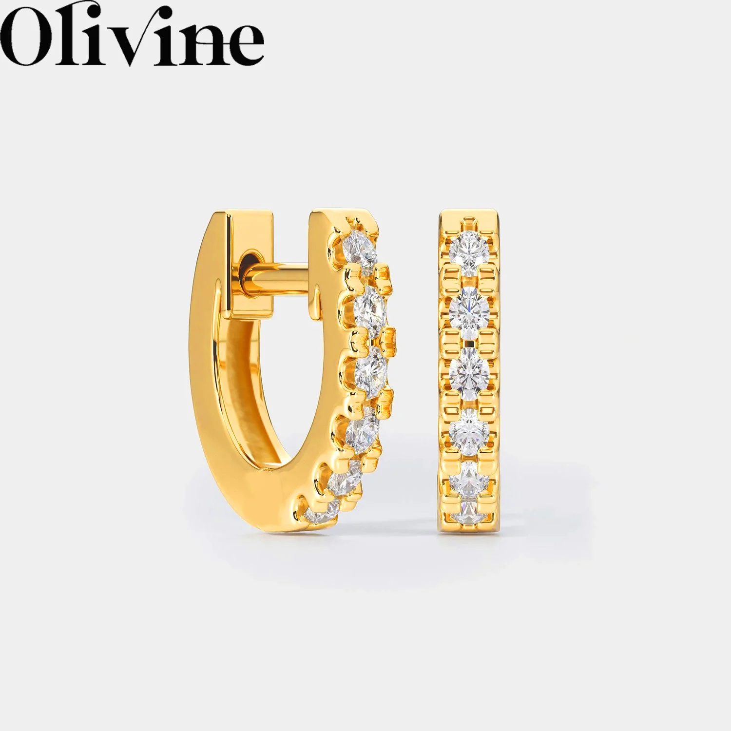 

Genuine 925 Sterling Silver CZ Engagement Hoop Huggies Earrings for Women Men Luxury Wedding 18k Gold Plated Vermeil Jewelry