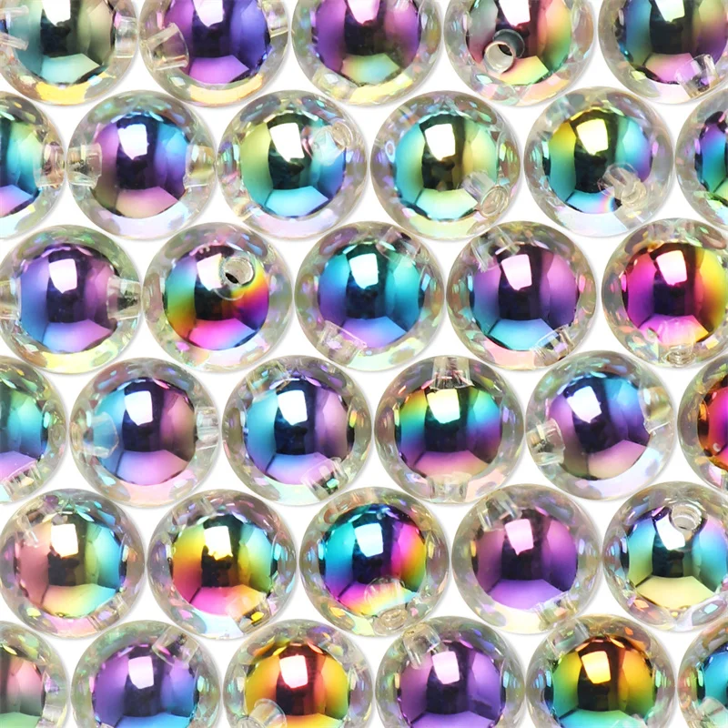 

10pcs Electroplate Color AB Round Beads Acrylic Charms Loose Spacer Beads for Jewelry Making DIY Bracelet Necklace Earrings