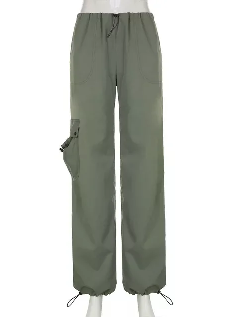 

2022NEW Solid y2k Cargo Pants Ruched Big Pockets Casual Trousers Women Retro 90s Streetwear Baggy Sweatpants Sporty Joggers