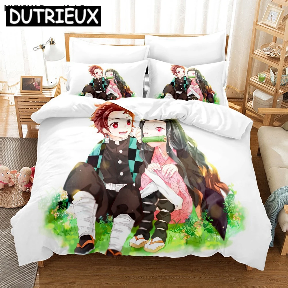 

Demon Slayer Anime 3D Duvet Cover Bedding Set Comforter Linen Pillowcases Home Decor For Kids Teens Single Double Twin Queen