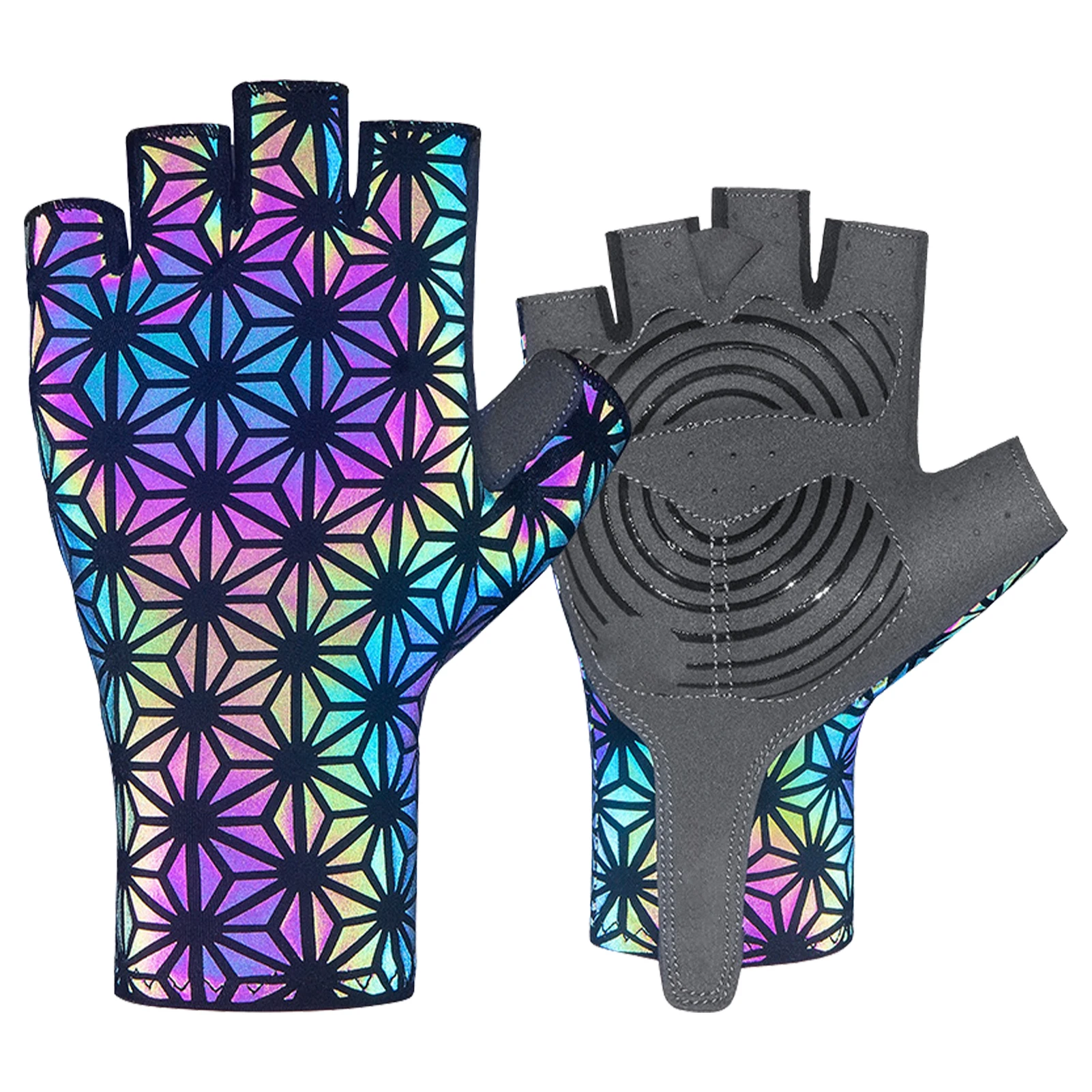 

Half Finger Cycling Gloves Multicolored Half Finger Shock Absorbing Cycling Gloves Non Slip Breathable Elastic Mountain Road Bic