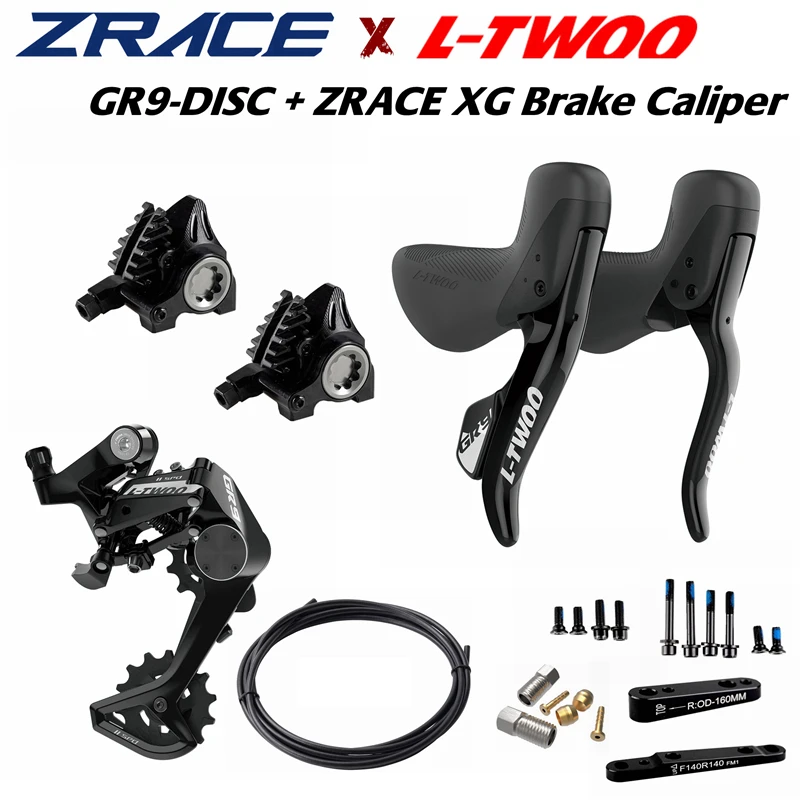 LTWOO GR9-Disc 1x11s Gravel Hydraulic Disc Brake Groupset + ZRACE XG Flat Mount Brake Caliper, Carbon Fibre, Benchmark GRX Disc