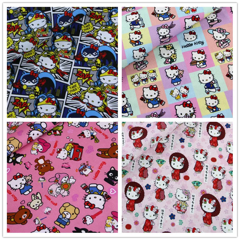 Мультяшный Hello Kitty мой мелодический принт 100% хлопчатобумажная ткань для девочек одежда чехол домашний текстиль наволочка рукоделие сделай сам