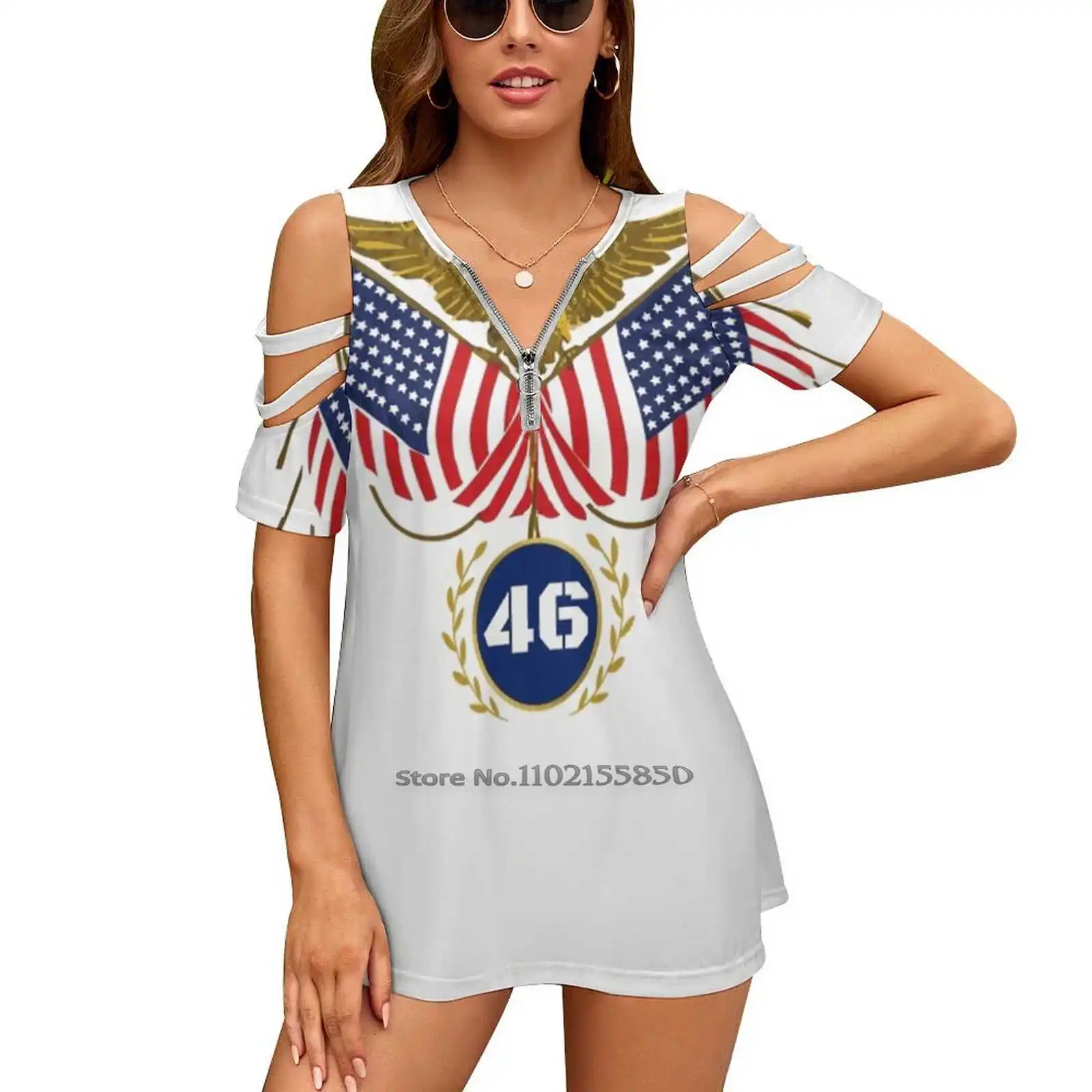 

Женская одежда на день торжества белого Харриса, топы с V-образным вырезом, футболка на молнии, Женская Повседневная Сексуальная футболка, Ж...