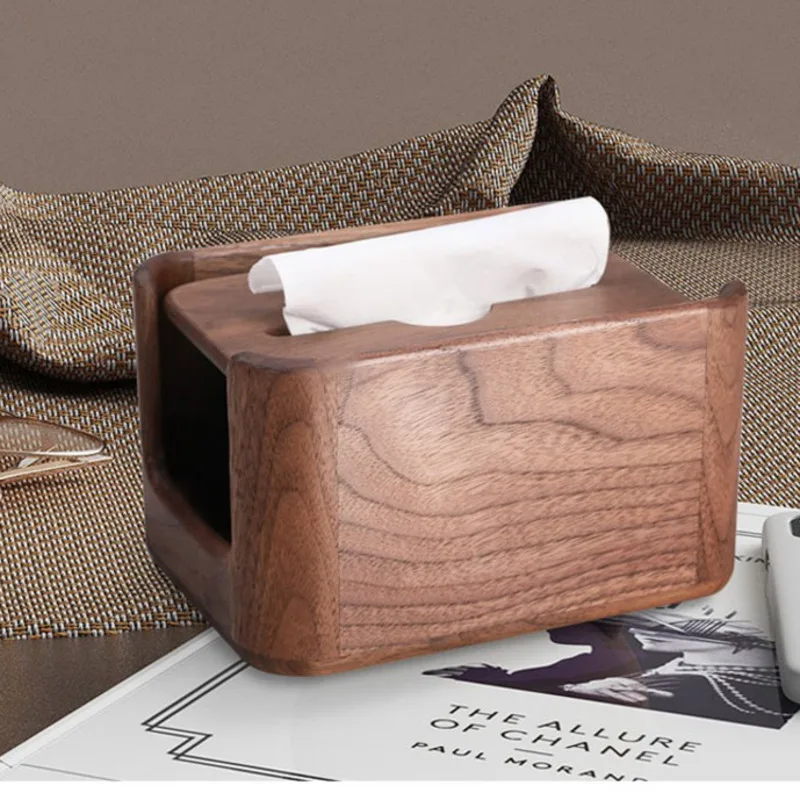 

Black Walnut Light Luxury Paper Towel Storage Box Bedroom Living Room Home Creative Napkins Holder Bathroom Tissue Box