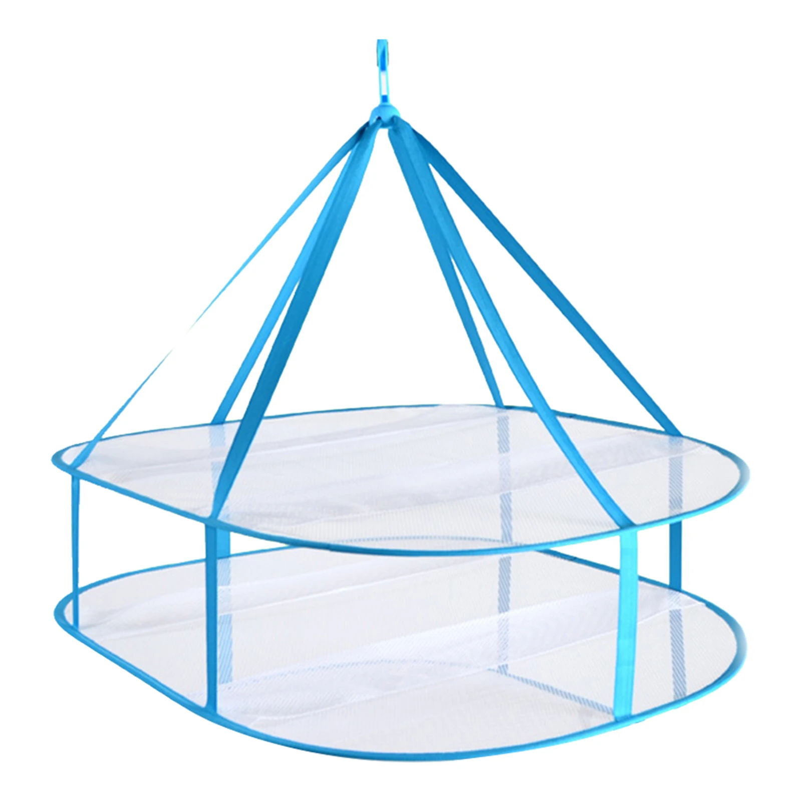 

3tier/2tier Folded Blue Bathroom Hanging Type Home Save Space Wear Resistant Mesh Anti Deformation Clothes Drying Basket