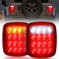 2pcs 12V Universal LED Trailer Tail Lights 16LED Stop Brake Turn Reverse Tail Light for Jeep Wrangler YJ TJ CJ Truck Boat RV