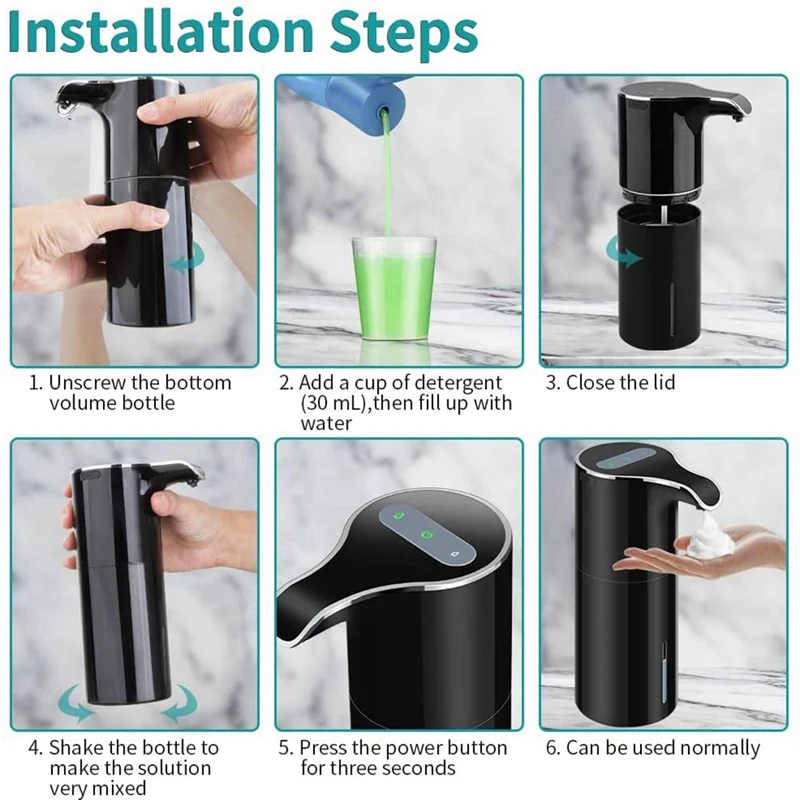 Foam Soap Dispenser Automatic - Touchless USB Rechargeable Electric 450ML Black |