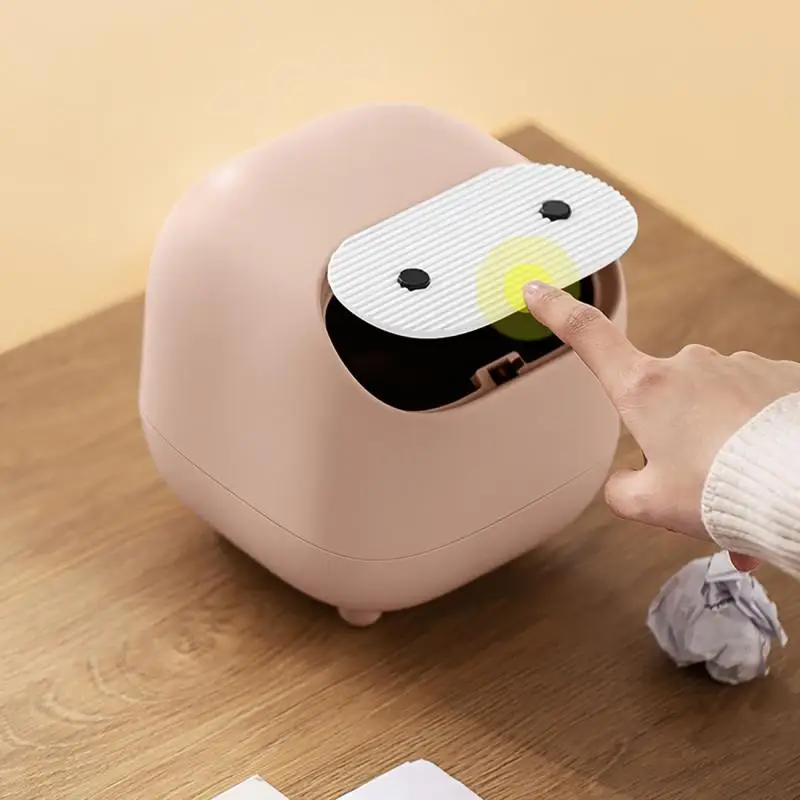 

Desktop Trash Can for Office Coffee Table Kitchen Small Garbage Can Cute Plastic Trash Can Shake Cover Small Paper Basket Press