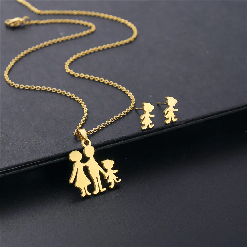 Комплект из колье и серёжек нержавеющей стали