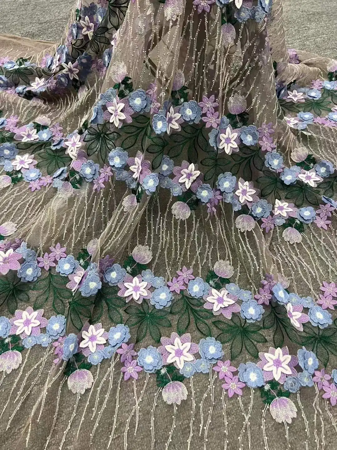 Высококачественная 3D Цветочная нигерийская французская швейцарская кружевная ткань Роскошная вышитая многоцветная кружевная ткань из гипюра YY001