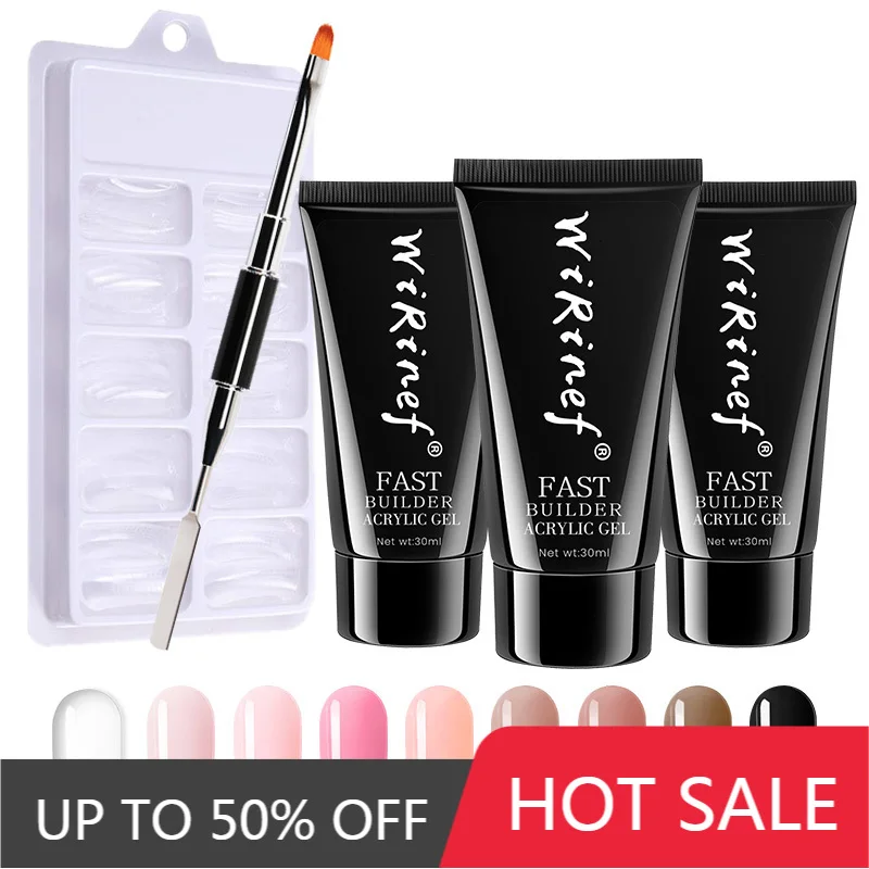 

WiRinef 30 г полигель для наращивания ногтей набор УФ-гель быстрое наращивание твердый гель Желейный акриловый кристаллический Гель-лак для ног...