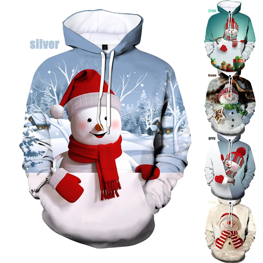 

Autumn Winter Christmas Snowman Animal 3D Printing Hoodie Unisex Personality Casual Sports Pullover
