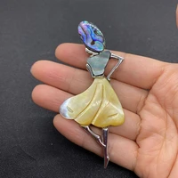 exquisite natural abalone shell dancer brooch 37x86mm colorful charm fashion jewelry ladies pendant necklace banquet accessories