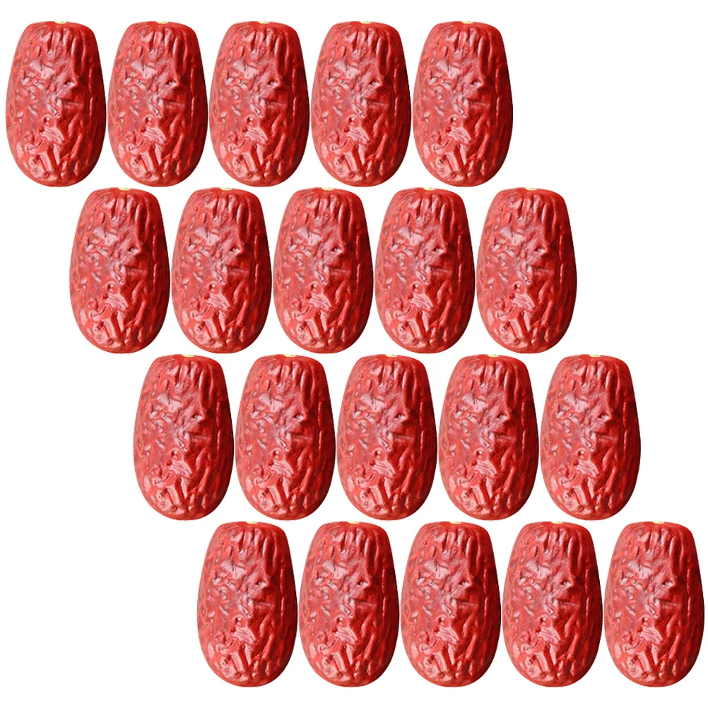 

30Pcs Artificial Red Dates Lifelike Dried Jujube Decoration Home Ornament Photography Props Fake nuts