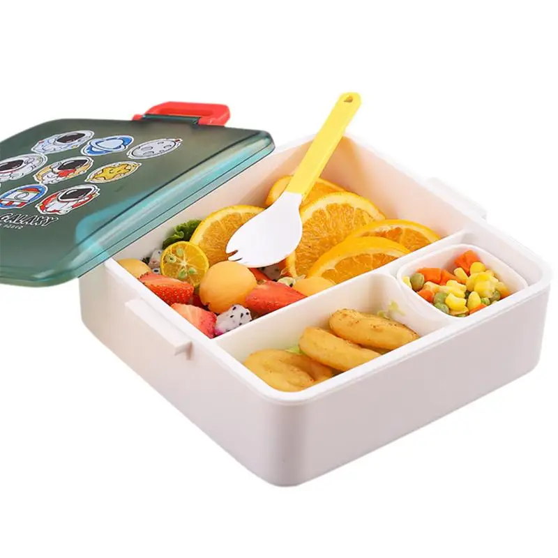 

Kids Bento Lunch Box Leakproof 3-Compartment Kids Lunch Box Containers With Spoon Lunch Box Containers For Meat And Vegetables