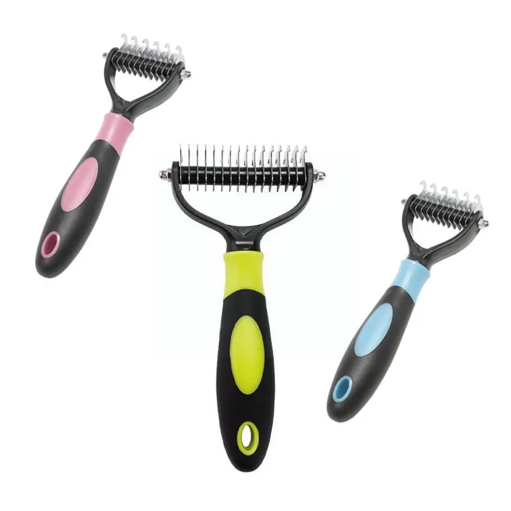 

Pets Grooming Deshedding Brush For Dog Cat Comb Remove Knots Tangles Easily Two-Sided Shedding Dematting Undercoat Rake Com F9R8