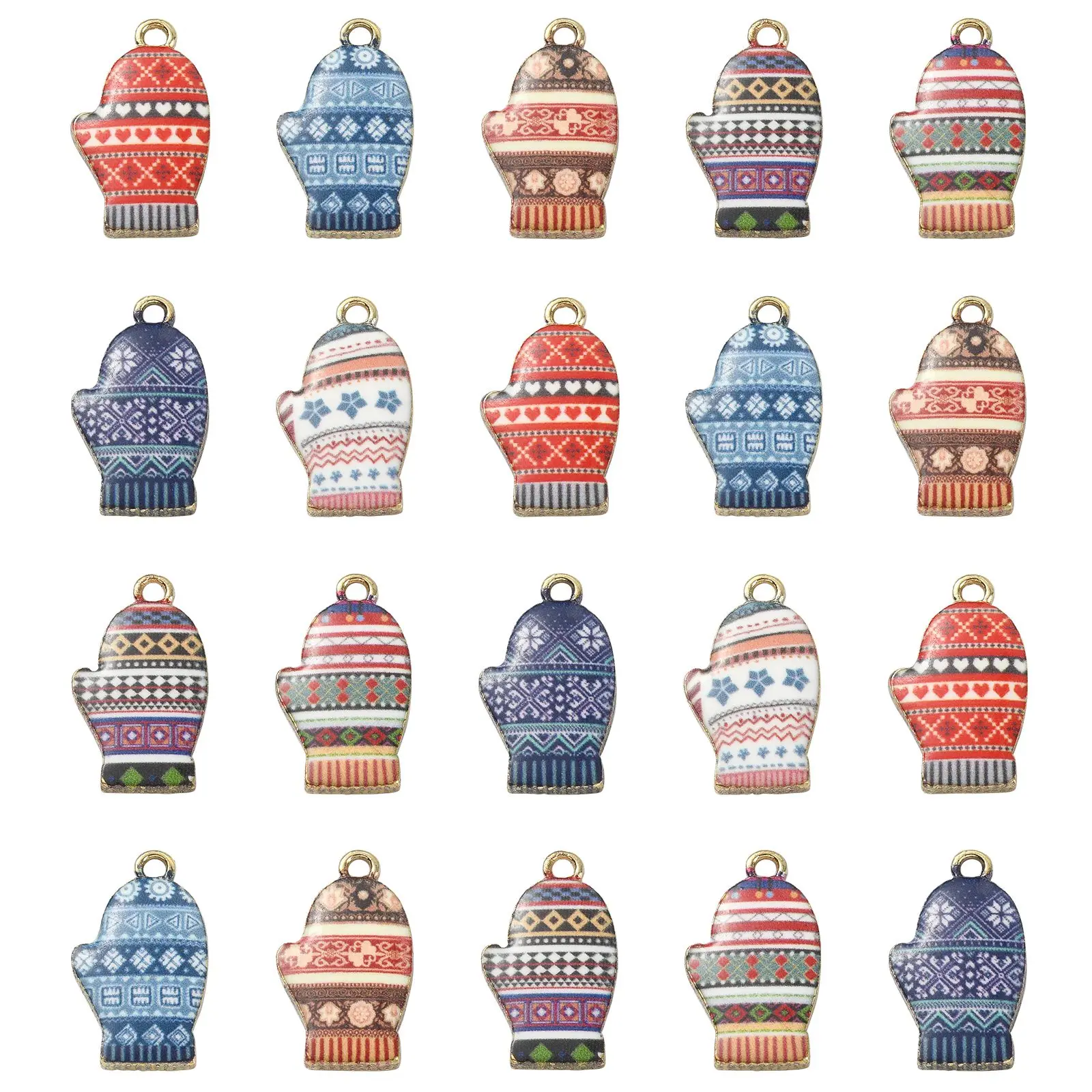 

PandaHall 35Pcs 7 Styles Enamel Gloves Charms Flower Printed Winter Gloves Charms for Jewelry Earrings Necklace Making DIY