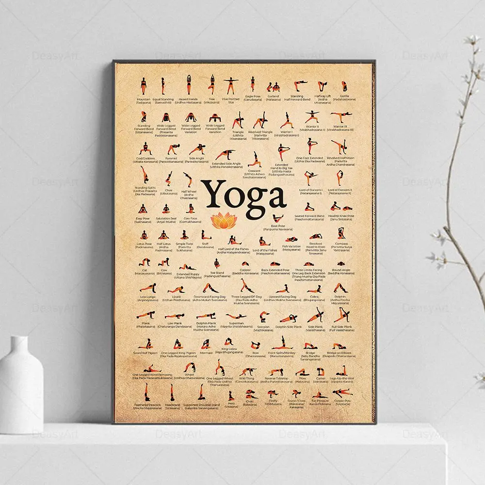 

Home Exercise Gym Yoga Ashtanga Chart Pose Health Poster Wall Art Canvas Painting Yoga Print Living Room Home Wall Decor Picture