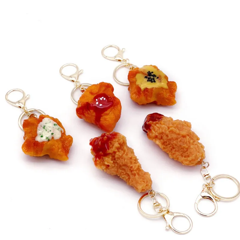 Брелки для ключей в виде жареной птицы куриных крыльев томатного соуса имитация