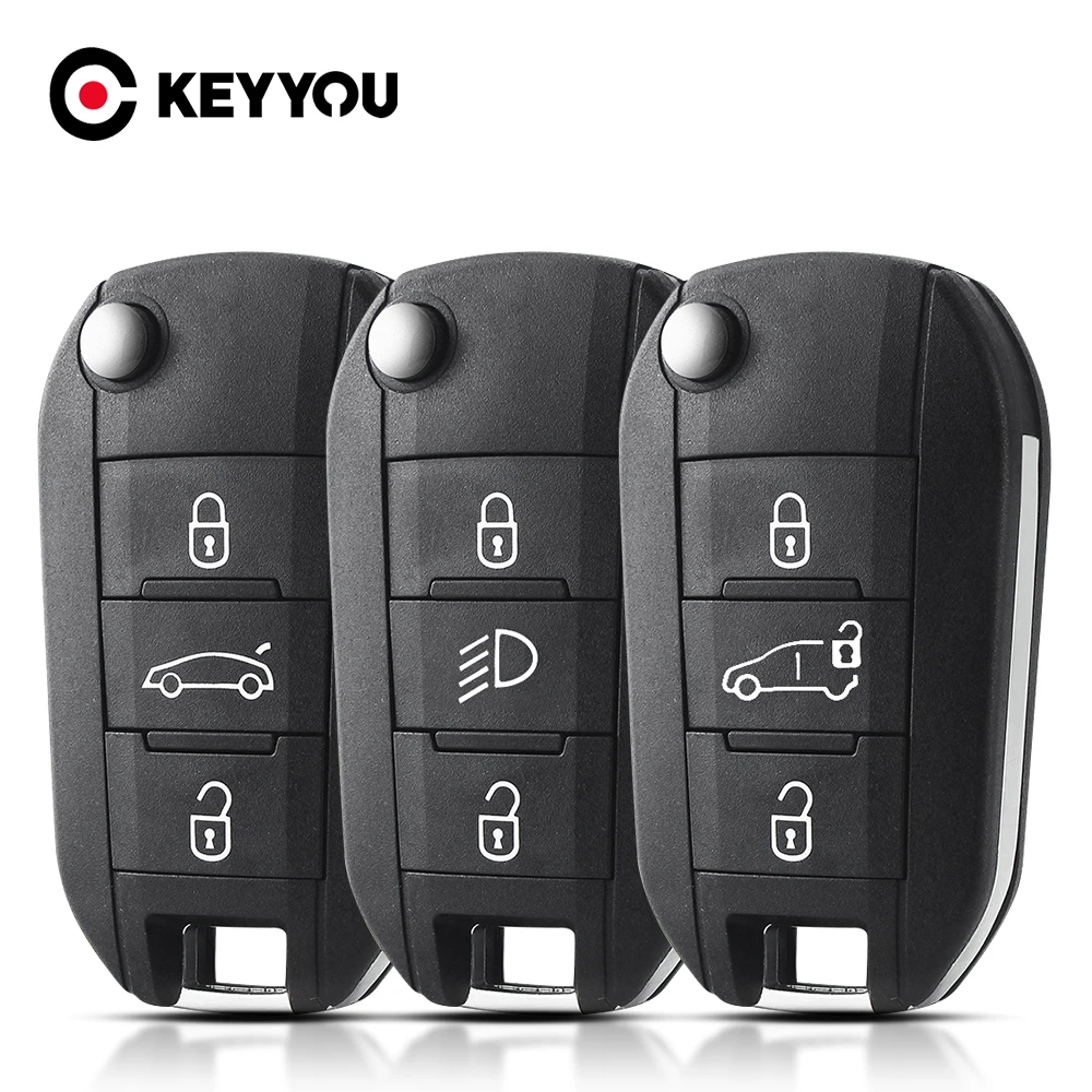 

KEYYOU For Peugeot 208 2008 301 308 508 5008 RCZ For Citroen C-Elysee C4-Cactus Headlight Middle Remote Key Shell 3 Buttons Case