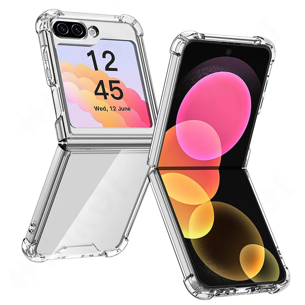 Чехол для Samsung Galaxy Z Flip 6 5 4 4G 5G Силиконовый мягкий прозрачный ТПУ защитный чехол Funda