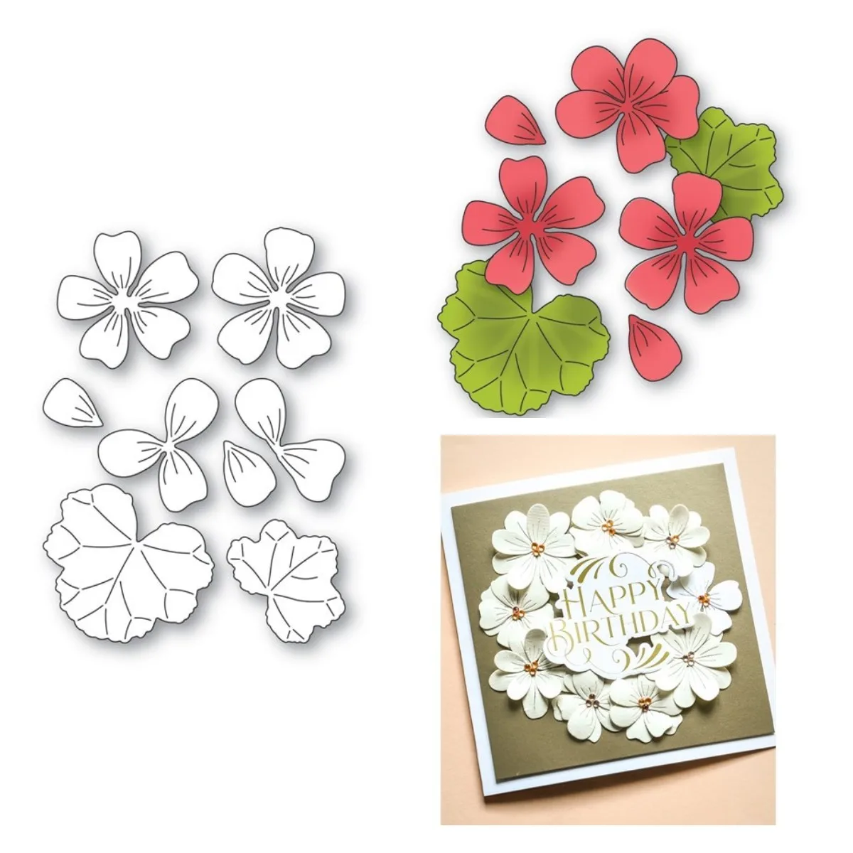 

Brilliant Geraniums Flower Metal Cutting Dies For Diy Scrapbooking Crafts Maker Photo Album Template Handmade Decoration 2022