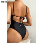 INGAGA сексуальный женский купальник Цельный купальник с открытой спиной 2022 черный монокини Боди женские купальные костюмы новая пляжная одежда с высоким вырезом