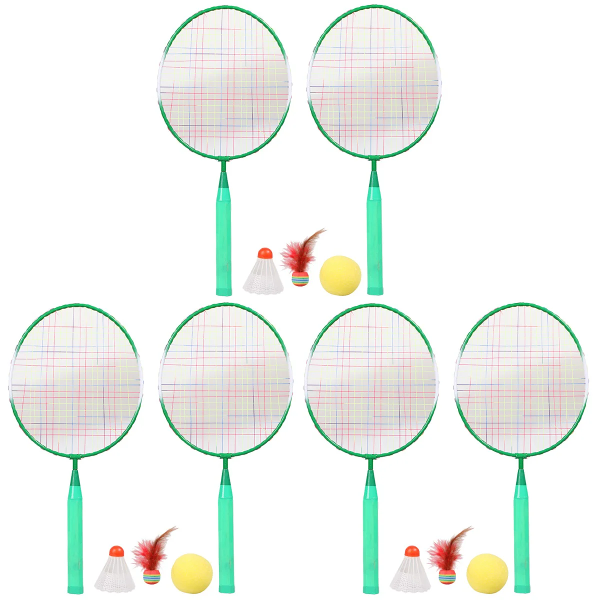 

3 Sets Badminton Rackets Kids Badminton Training Tool Outdoor Sports Playing Set with Three Balls (Green)