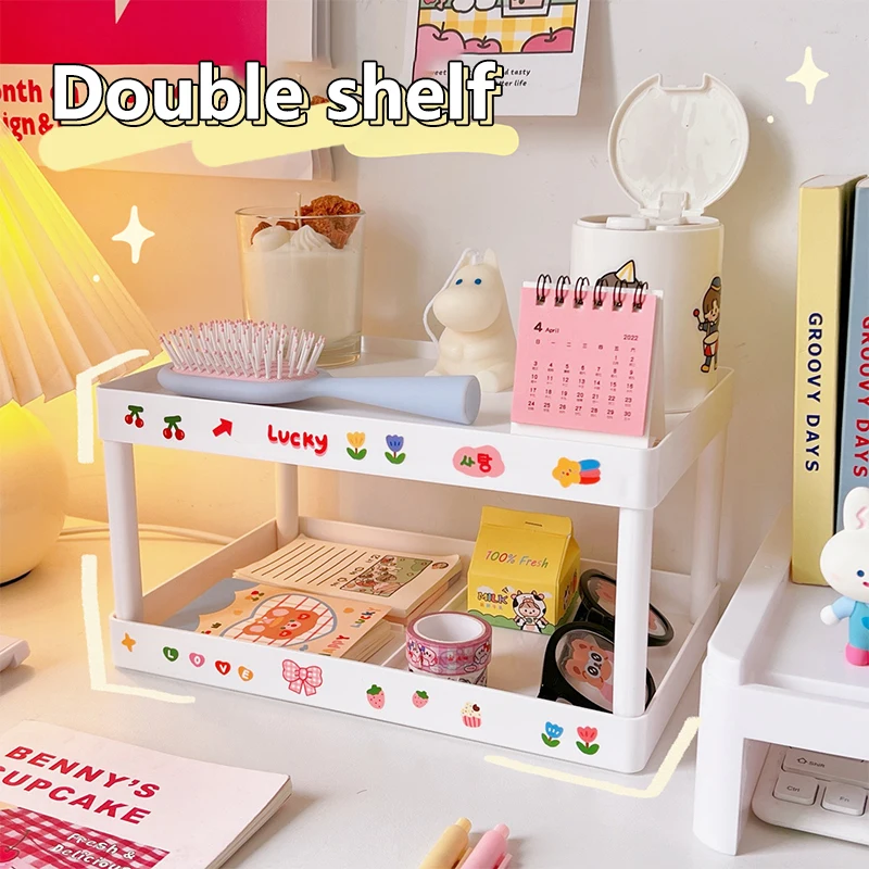 

Multifunctional Shelves Double-layer Storage Shelf Desktop Storage Rack Plastic