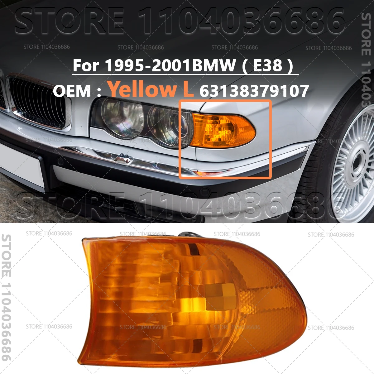 

Для 1995-2001 E38 BMW 740i 740iL 740iLP 750iL передние указатели поворота, угловые фонари, парковочные фонари (без ламп) 63138379107 63138379108