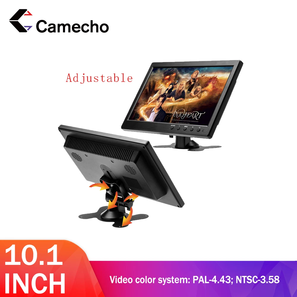 

Camecho 10.1" Inch Car Monitor with VGA/Video/Audio for TV Computer Display LCD Color Screen Car Backup Camera For Home Security