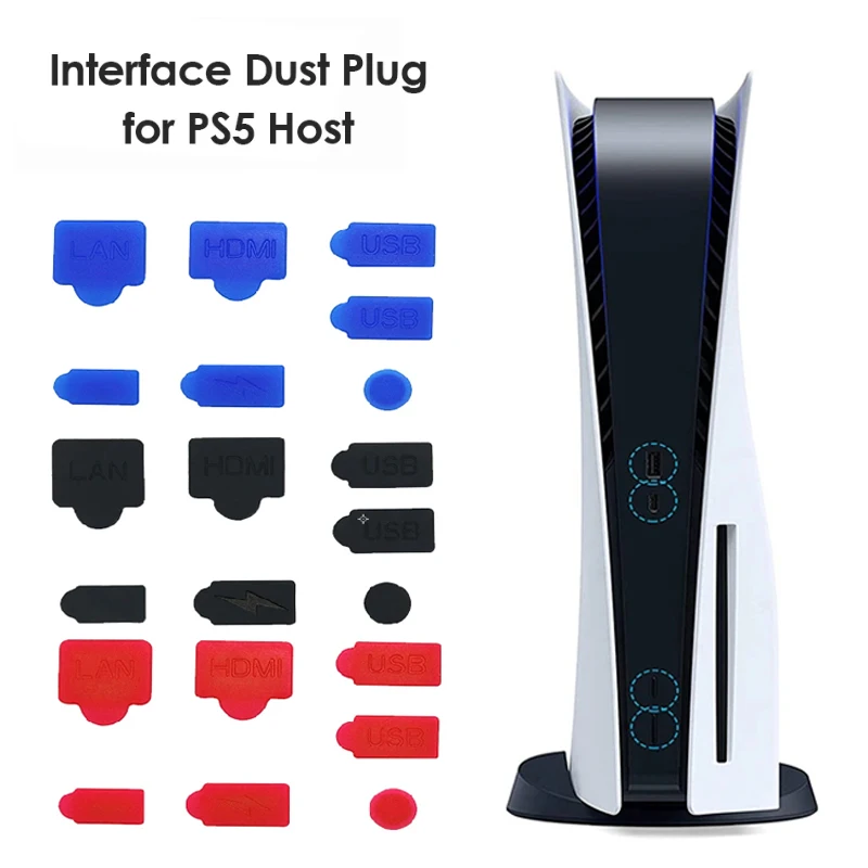 

7 PCS/set Dust Plug For PS5 Game Console Silicone Dust Protector Anti-dust Cover Dustproof Plug For PS5 Game Console Accessorie