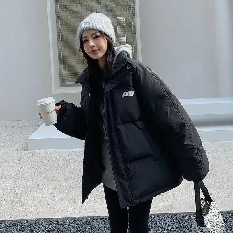 New Winter Women's Casual Plus Size Cotton Coat Korean Fashion Loose Slimming Thickened Down Jacket Women's Solid Color Coat
