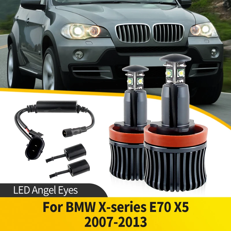 Фото 2 шт. H8 20 Вт для BMW X-серии E70 X5 2007-2013 светодиодный ангельский глаз Halo кольцо габаритный боковой фонарь светодиодная лампа автомобильная фара OEM #   63217760782 №1