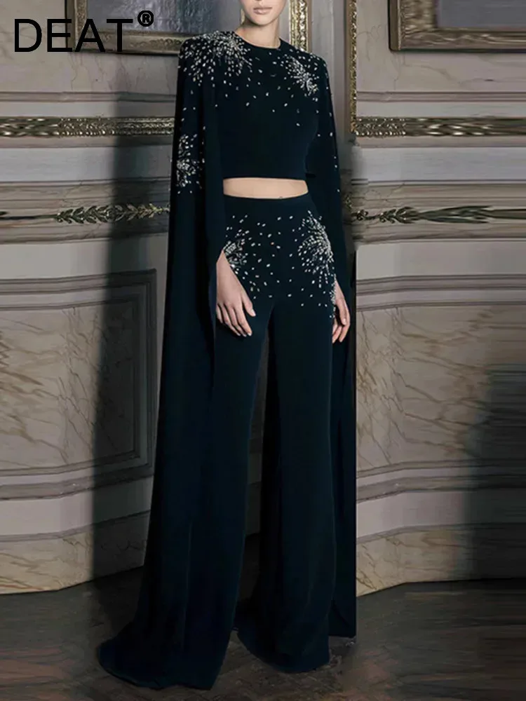 DEAT Элегантный комплект из 2 предметов с рюшами на молнии короткий топ свободные