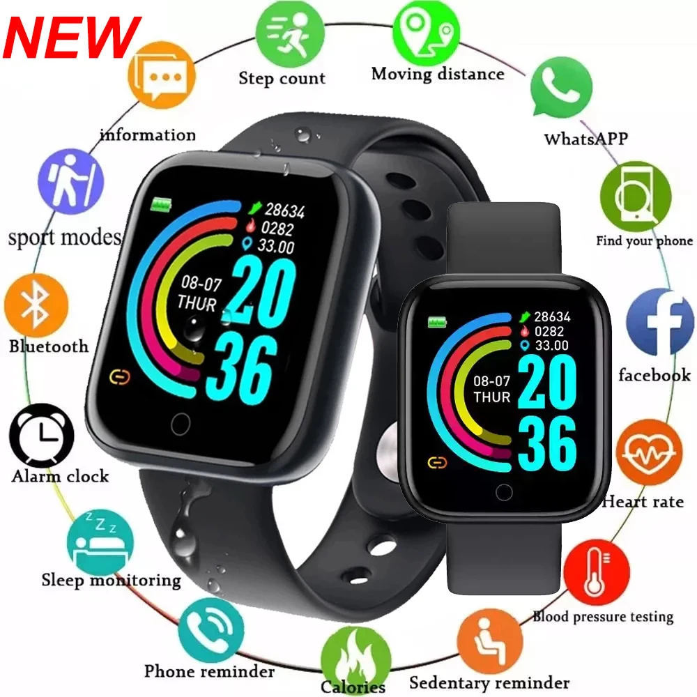 

D20Pro Smart Watch Men Women Fitness Tracker Watch Sport Heart Rate Blood Pressure Monitor Waterproof Smartwatch for Android IOS
