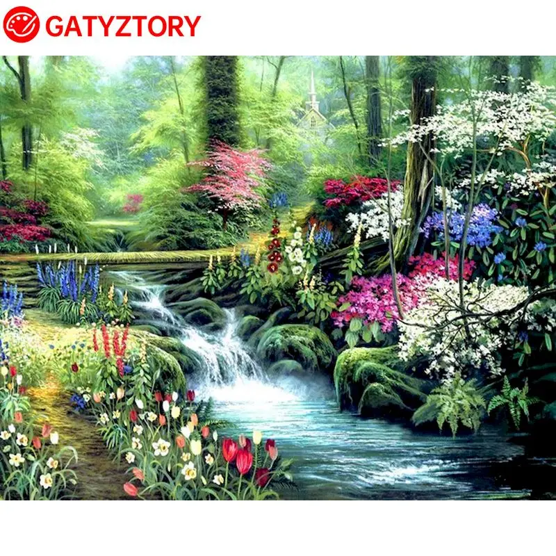 

GATYZTORY 60x75cm Painting By Numbers With Frame Rver Landscape Diy Crafts Coloring By Numbers For Home Decors Picture Wall Art