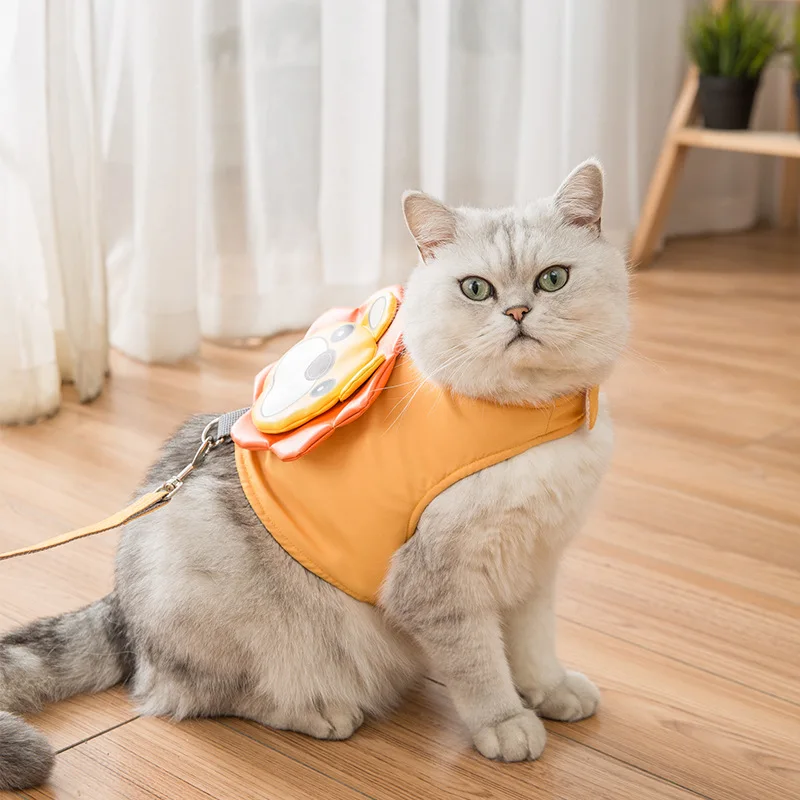 

New Cat Leash Vest Chest Strap Cute Cartoon Tether Cat Clothes Leash Mesh Ropa Para Gatos Pet Leash Cat Accessories