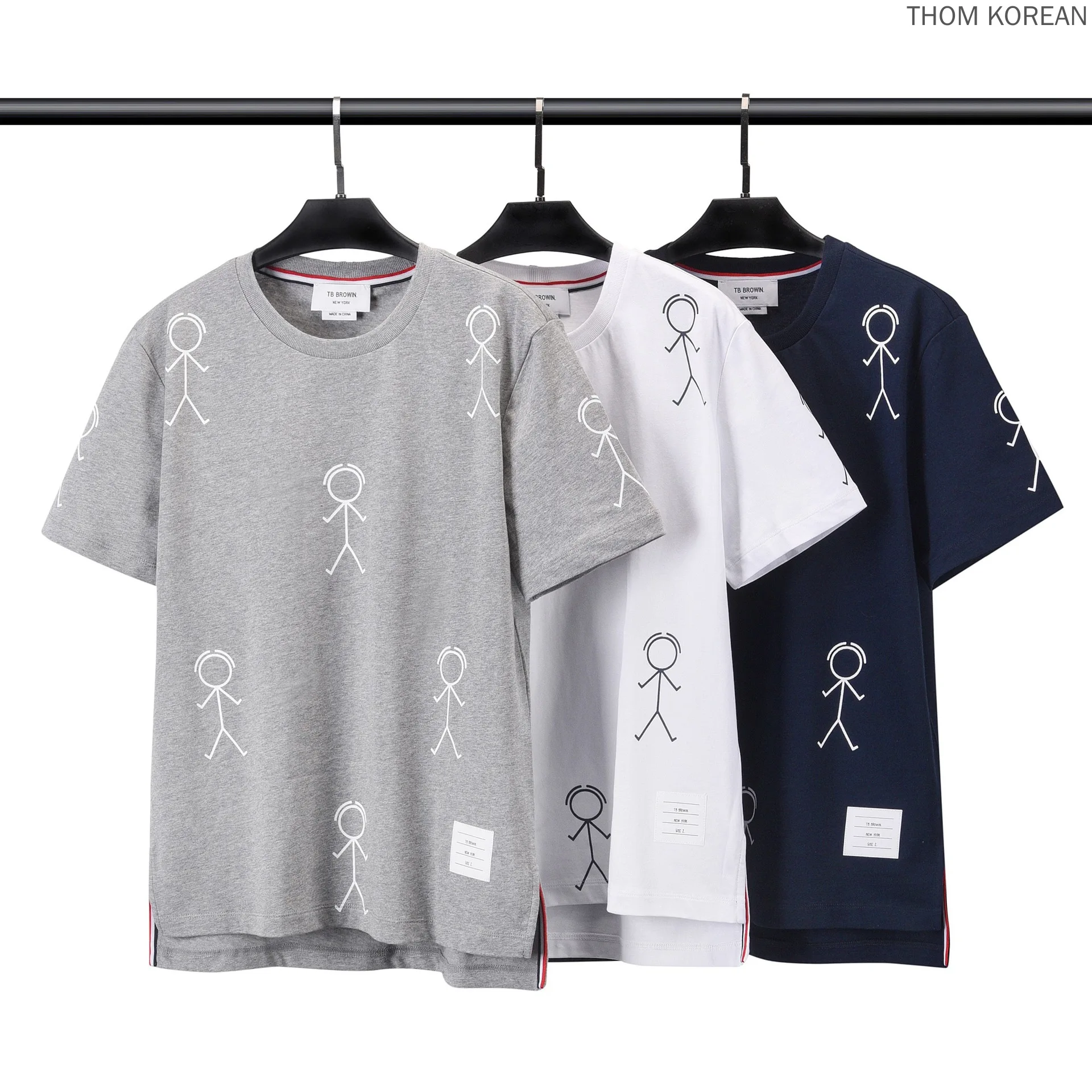 

Summer Men Casual T-Shirt Cotton New Korean Design Top TB BROWIN Printed Short Sleeve O-Neck Women Men Clothing
