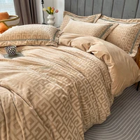 high end carved milk velvet four piece thickened double sided coral velvet quilt cover autumn and winter home textile bedding