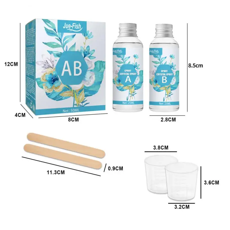 50 мл набор кристаллической эпоксидной смолы AB Клей Быстросохнущий бриллиантовый